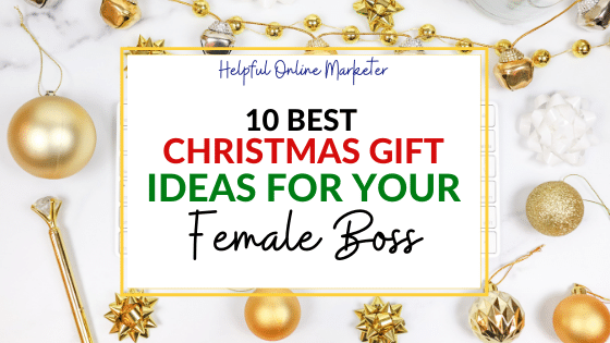 A christmas stock photo image that says Christmas gift ideas for female boss